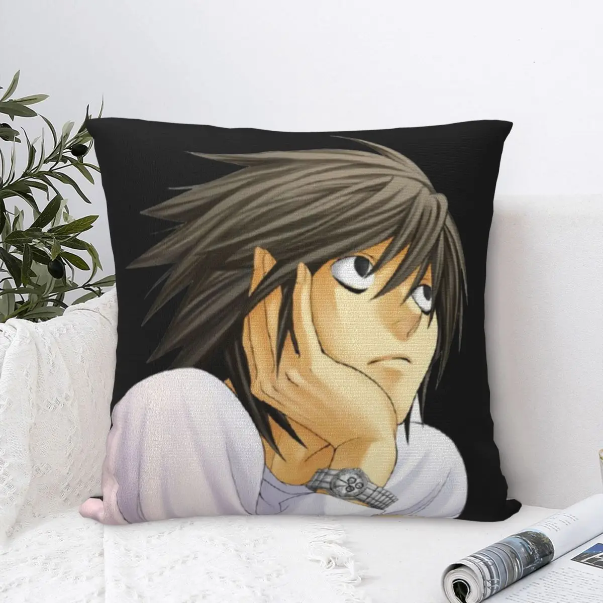 L Lawliet Death Note Pillow Cases Anime Japan Manga Cushion Covers Custom Zipper Decor Pillowcover for Home 45x45cm