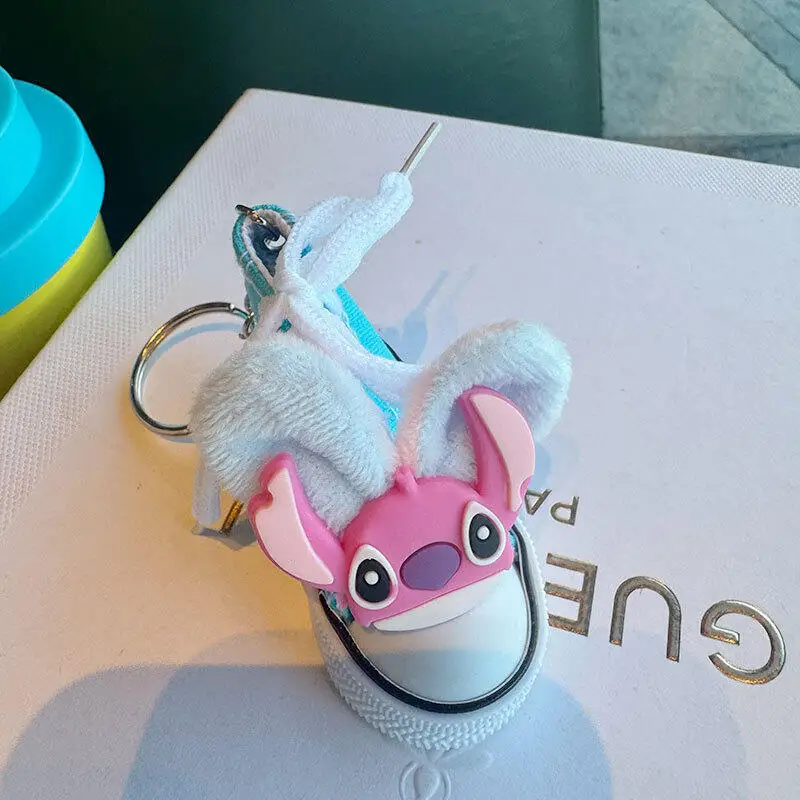 Disney Lilo&stitch Stitch Creative Ears Canvas Plush Cute Shoes Keychain Small Shoes Mini Keychain Backpack Decoration Boy Gift