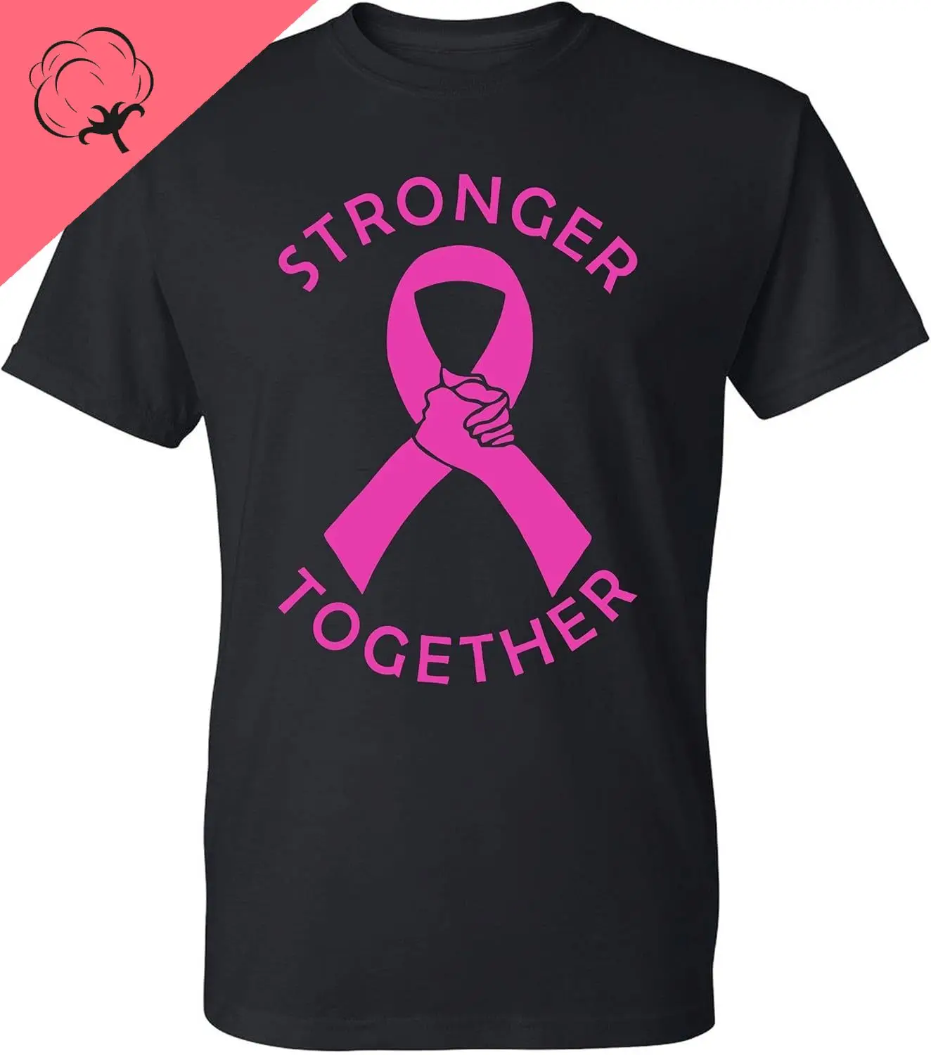 Kropsis Stronger Together Pink Ribbon Support Breast Cancer Awareness Men and Women Short Sleeves Cotton T-shirt