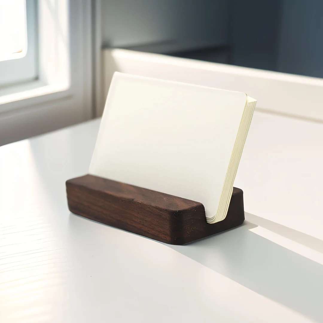 Solid Wood Card Holder Desktop Business Walnut Wooden Name Card Box Base Creative Storage Box