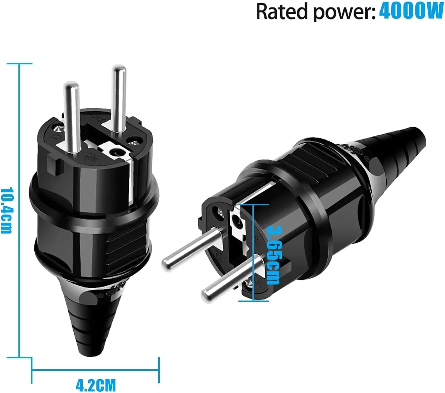 4 stks EU Elektrische Mannelijke Schuko Plug Wisselstroomadapter met Schroevendraaier, 250 V Buitenstekker IP44 Frankrijk/Duitsland Connector Draadbaar