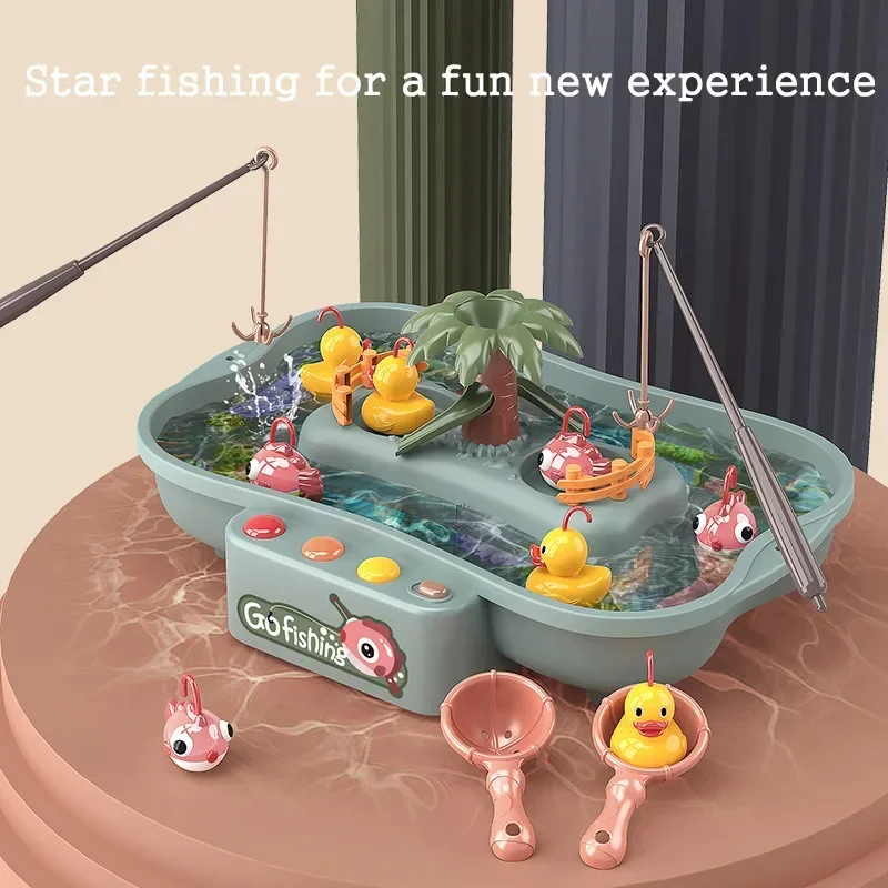 Child Toy Magnetic Fishing Music Electric Circulation Fishing Duck Fishing Platform Water Play Game Toys for Kids Gift