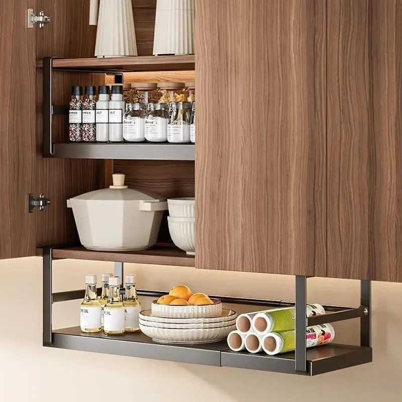 Under Cabinet Kitchen Hanging Rack - Multi-Functional Organizer for Paper Towels, Foil, Utensils and Spice Storage