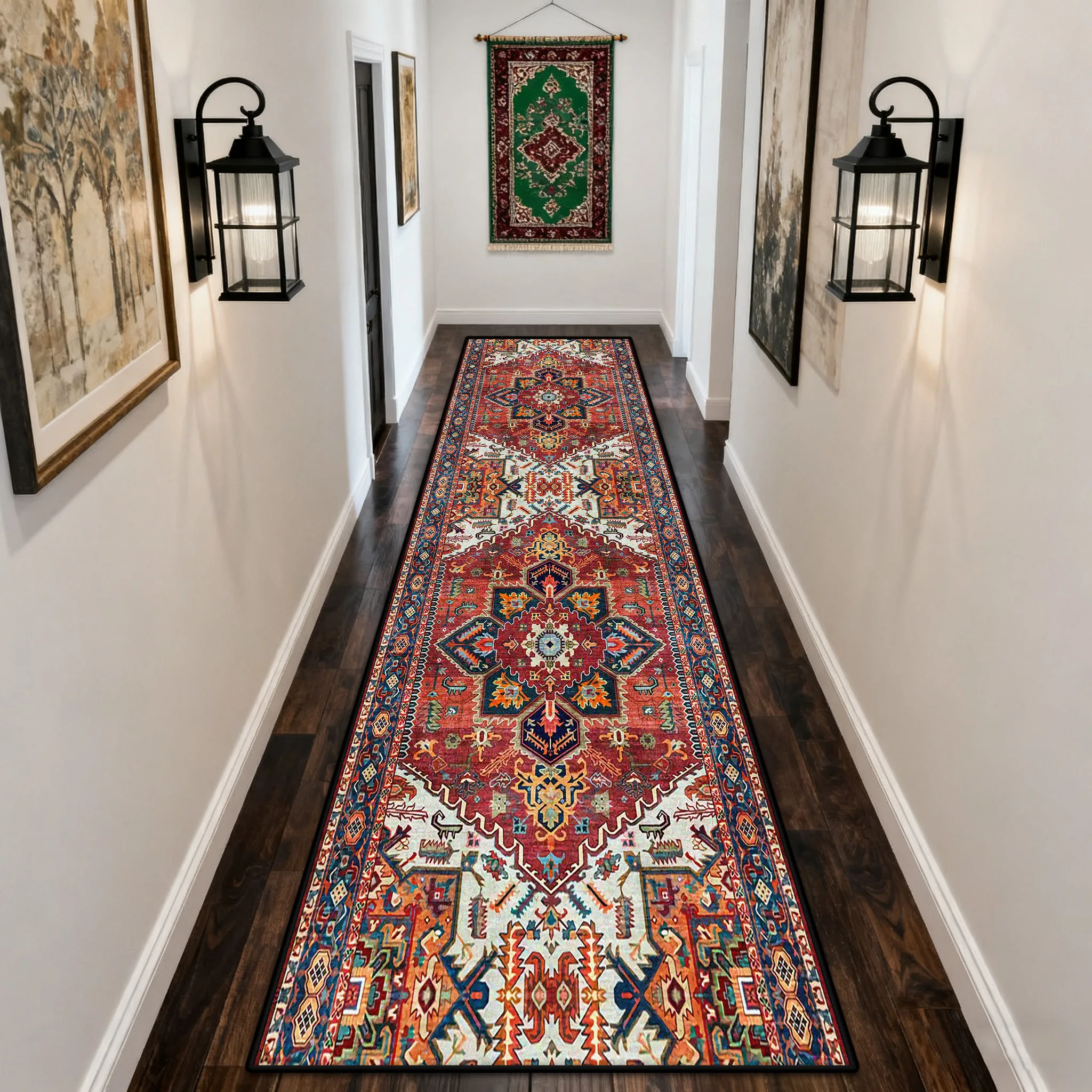 Persian Retro Living Room Corridor Aisle Rug Home Decoration Stairs Passageway Runner Carpet Customizable Anti Slip Long Mats view 3