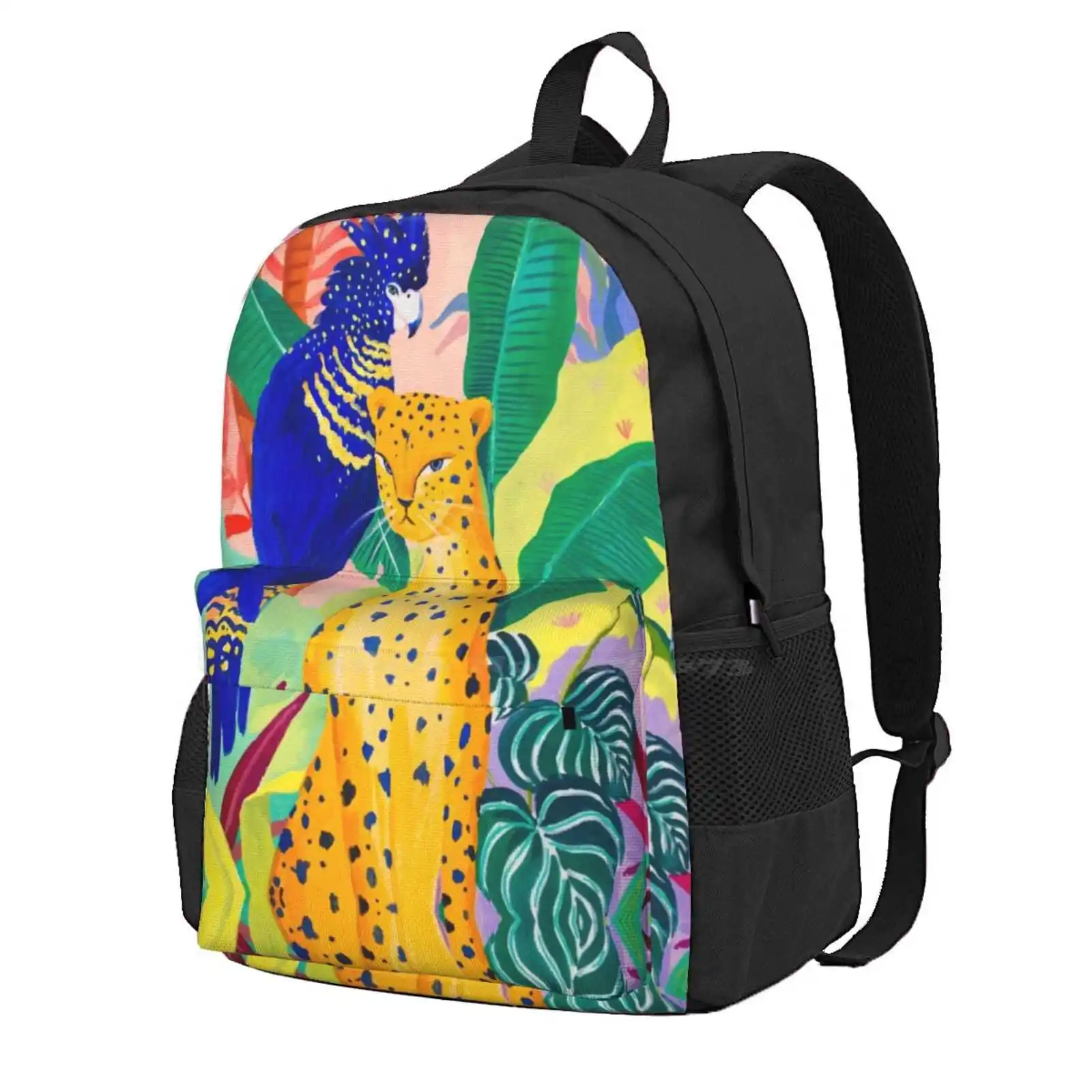 New Friends Hot Sale Schoolbag Backpack Fashion Bags Woman Girl Ladies Plants Leaves Leaf Nature Jungle Tropical Wild Feline