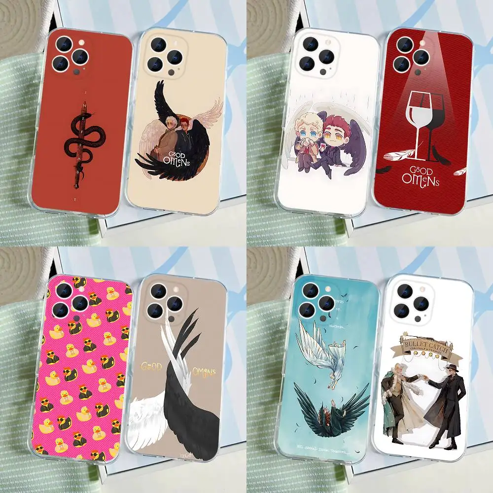 

TV G-Good O-Omens art Transparent soft case for iPhone 17,16,15,14,13,12,11,Pro,Max,Plus, X,XS,XR,SE4,E Mini