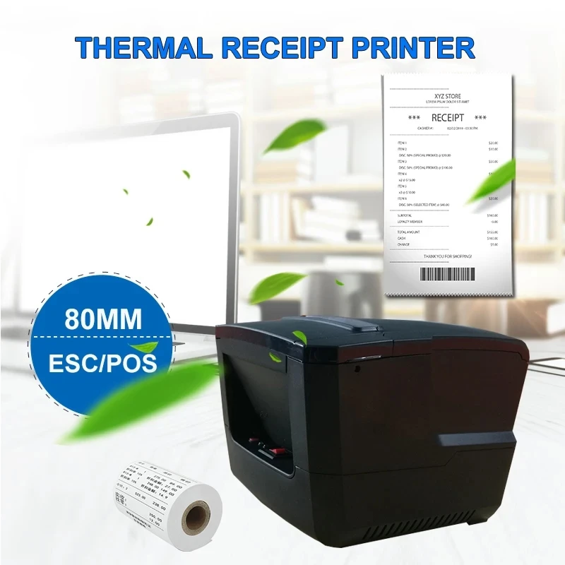 

3 inch Thermal Printers 80mm USB Bill Receipt POS Printer Support Cash Drawer ESC/POS Terminal for Kitchen Restaurant Store