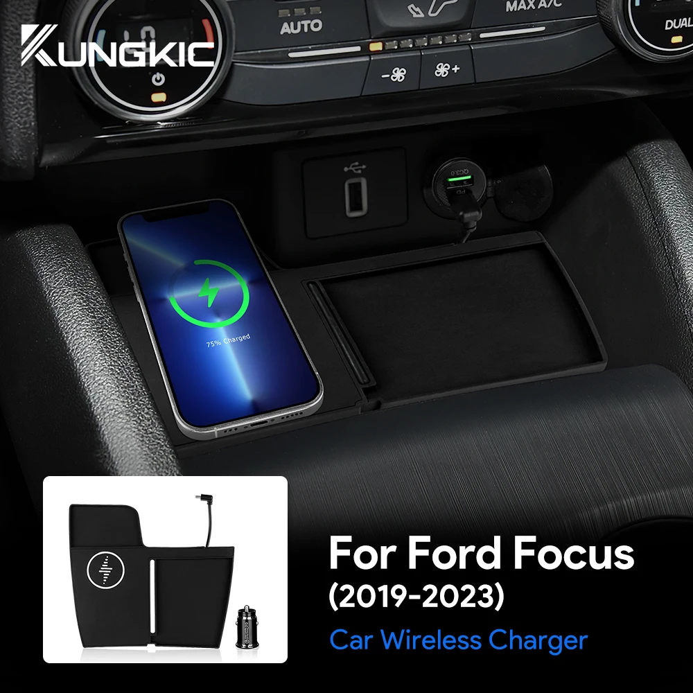 for Ford Focus 15W Car Wireless Fast Charging Holder 2019 2020 2021 2022 2023 Mobile Phone Charger Board Trim Accessories