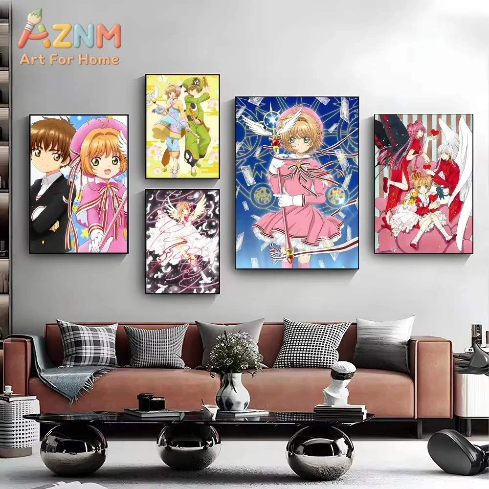 

1 шт. Холст с изображением Сакуры (Cardcaptor Sakura), милый настенный постер, декор для спальни