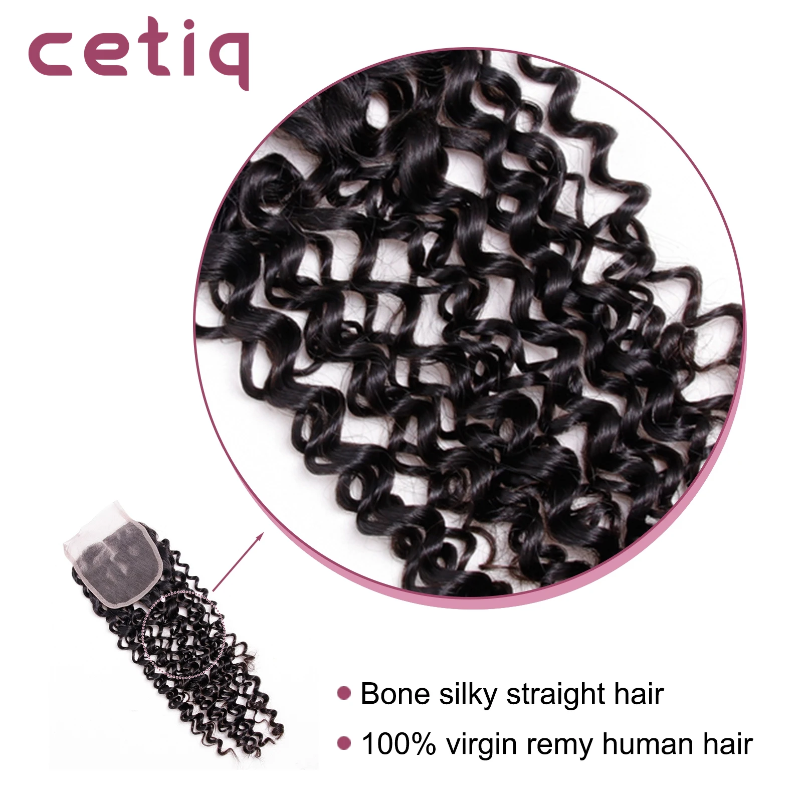 Curly lace closure 4*4 human hair multi parting frete gratis HD Transparent Kinky Curly 4X4 Lace Closure Natural black