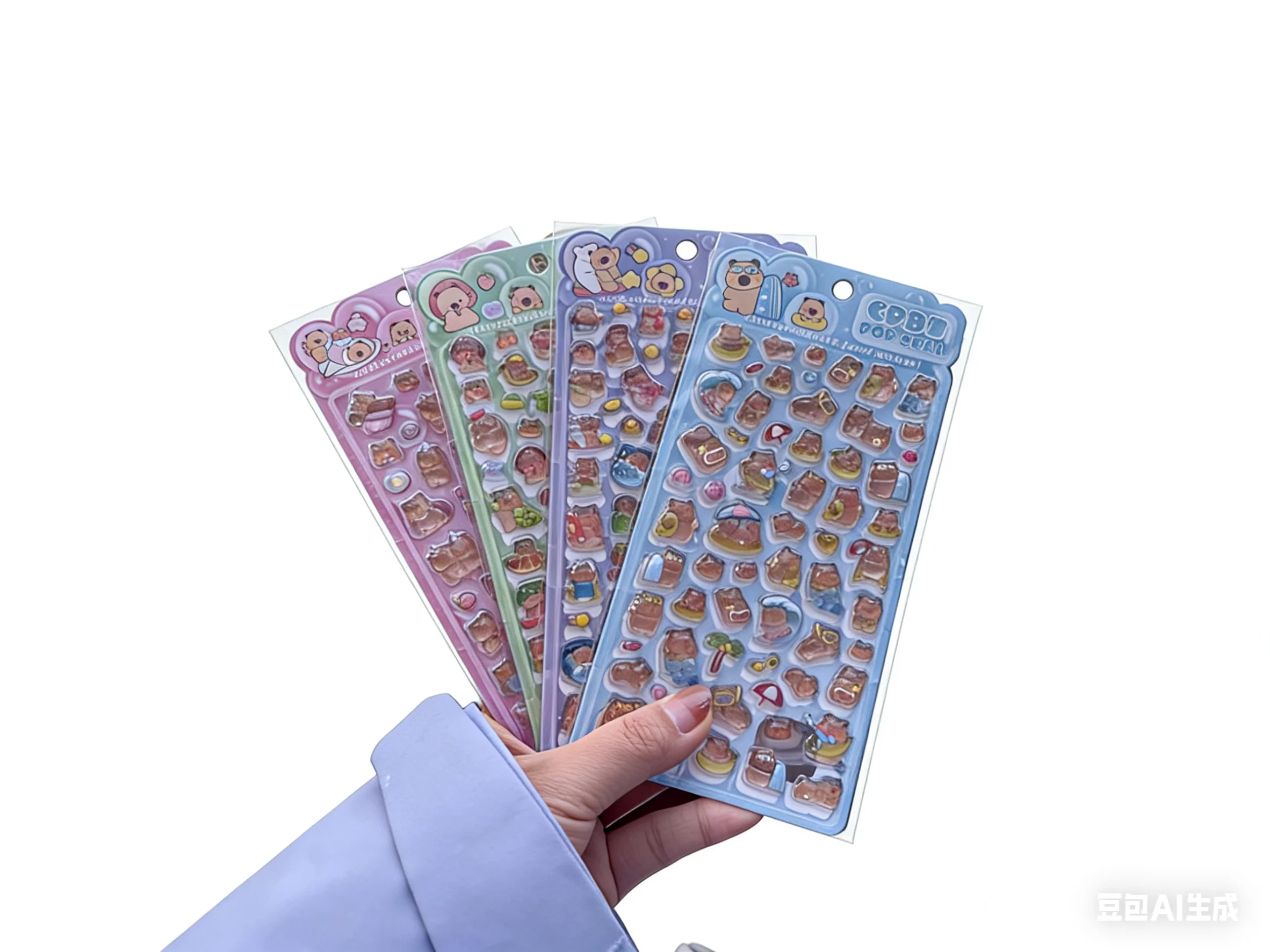 3Dステッカー カピバラ クリスタルエンボスステッカー かわいい漫画風動物デカール 携帯電話装飾ステッカー