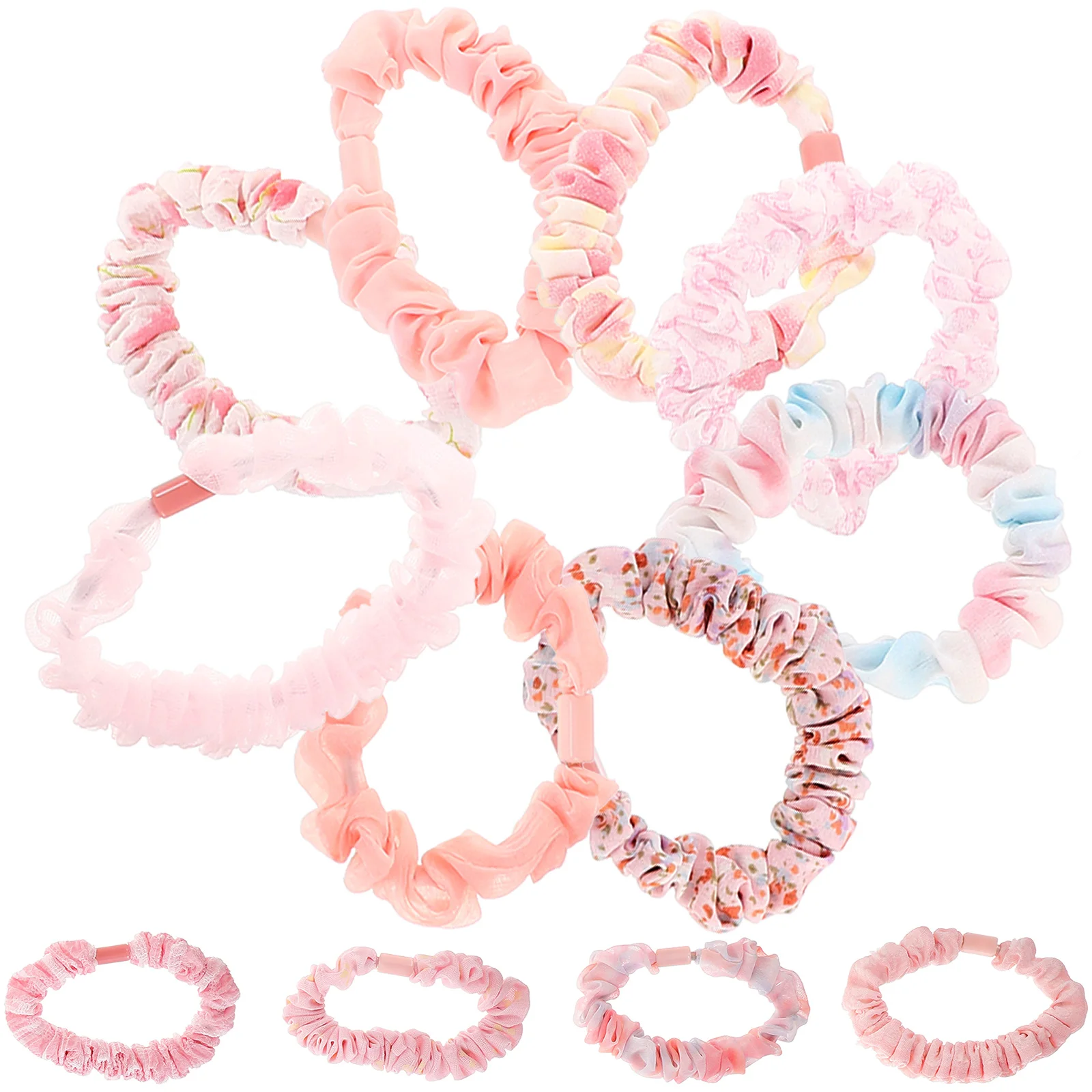 

12Pcs Elastic Hair Ties Fresh Pastoral Style Girls Scrunchies Decorative Ponytail Holders Hair Ties Ponytail Holders