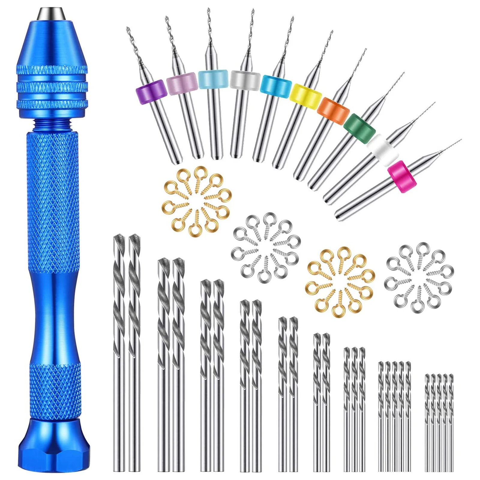 76Pcs Hand Drill Set Mini Rotary Tool Precision Pin Vise for Woodworking Electronic Assembling Manual Work Drilling