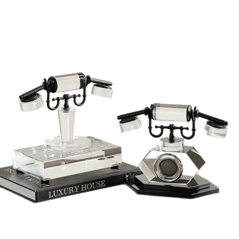 

Craftsman High-End Transparent Crystal Telephone Ornament for Niche Study Desktop Wine Cabinet Office Decoration