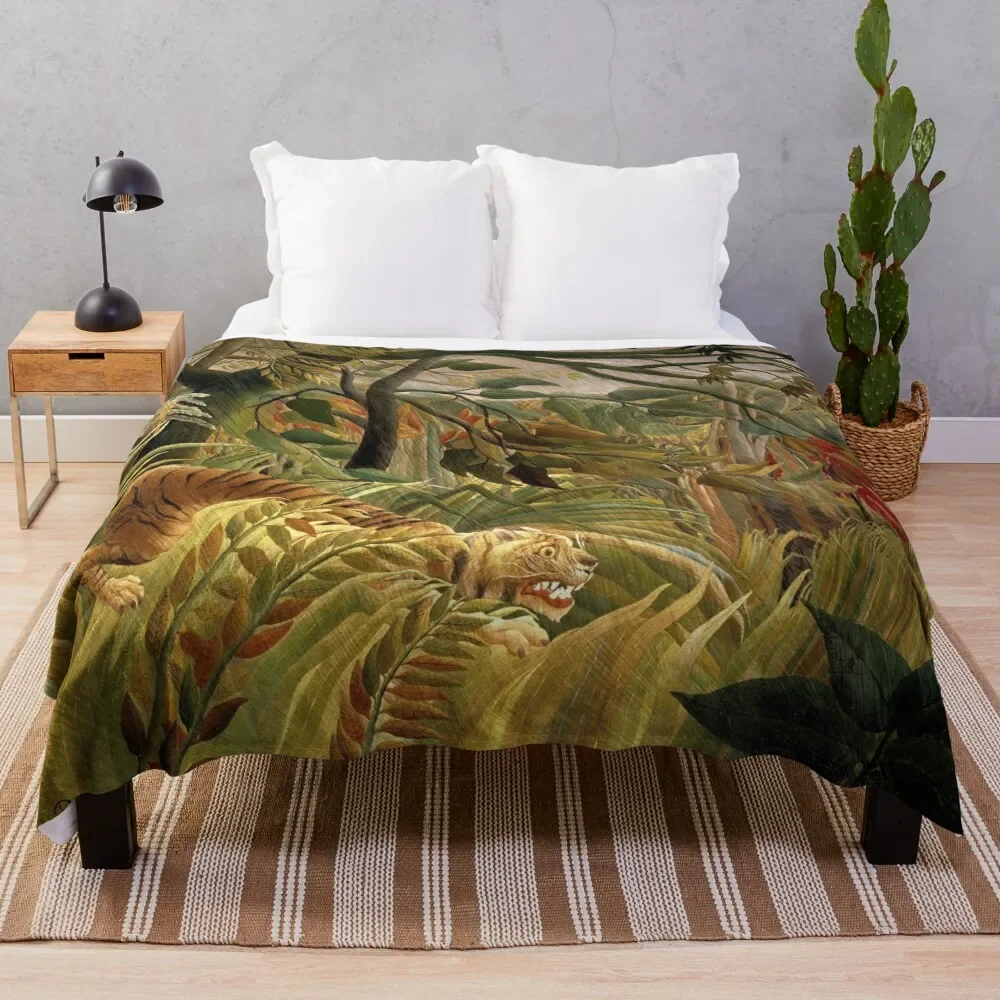 

Tiger in a Tropical Storm - Henri Rousseau Throw Blanket Hair For Baby Blankets For Baby Blankets