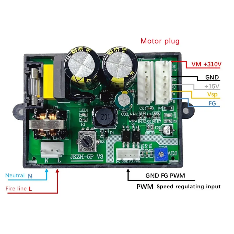 JKZH-5 Five-Wire DC Brushless Motor Control Board PWM Frequency Converter Air Conditioner Fan Drive Board DC Brushless Motor