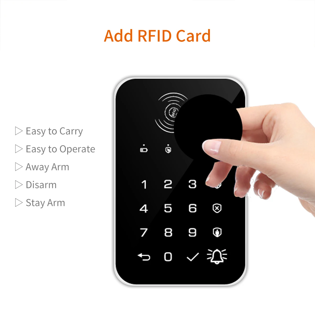 New Design 433MHz Wireless Touch Keyboard Bring 2PCS RFID Card Arm Or Disarm Password Keypad For Home Alarm Security System