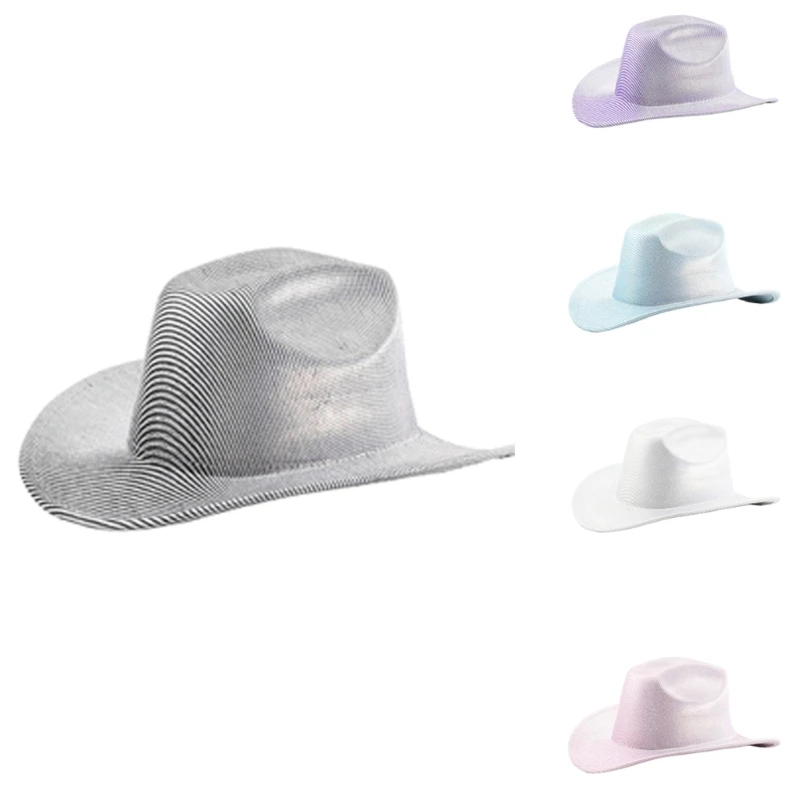 Glittering Western Hat for Women Music Festival Large Brims Hat Cowboy Hat RolePlaying Party Hat Masquerades Hat Headwear