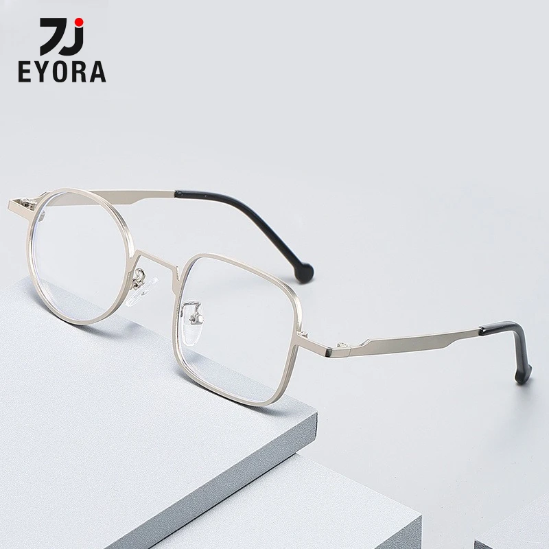 

EYORA Personalized Left Circle Right Metal Reading Glasses Anti Blue Light Myopia Eyewear Photochromic Prescription Eyeglasses