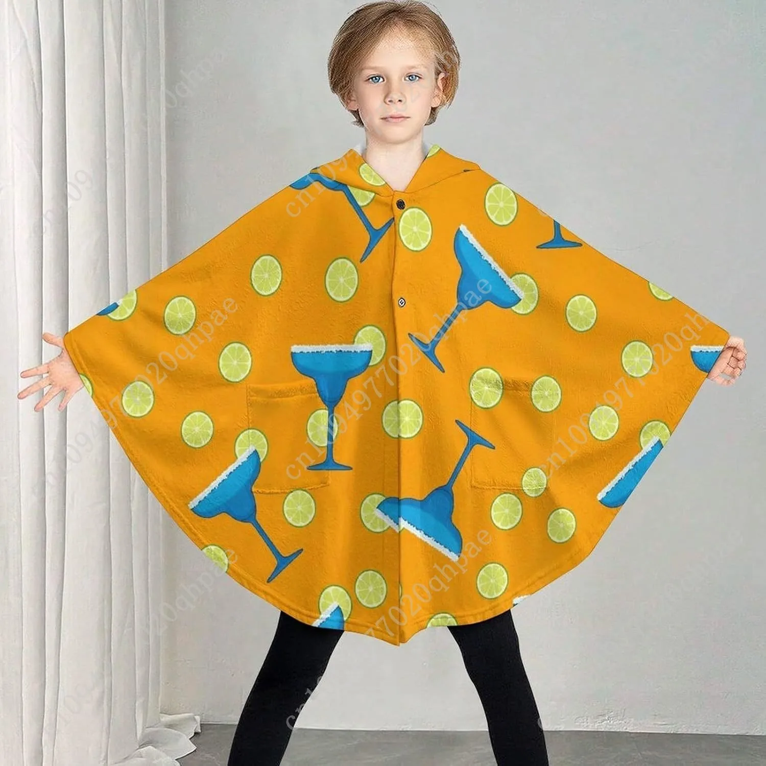 Comodo maglione coperta in flanella, occhiali Margarita, fette di lime, felpa con cappuccio oversize con tasche per bambini e adolescenti