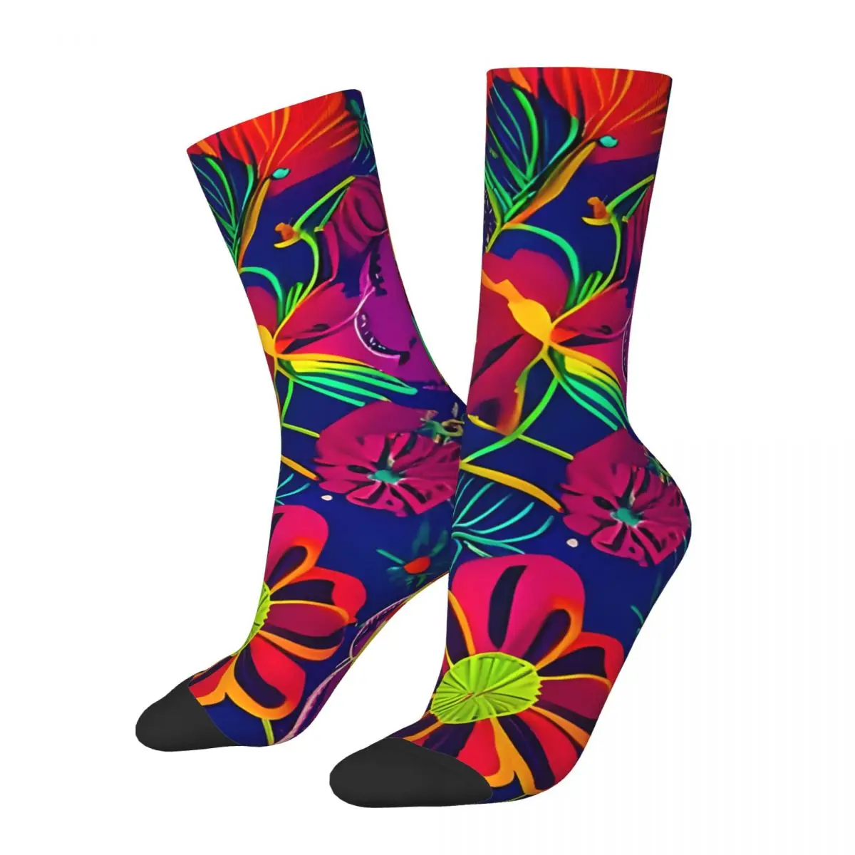 Crazy compression Petal Mosaic Sock for Men Harajuku Quality Pattern Crew Sock Casual