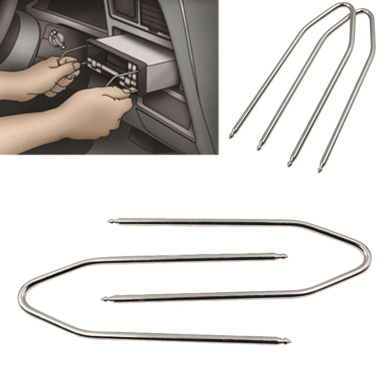 

Новый 2- шт. автомобильный стерео радио ключи для снятия компакт-дисков, инструмент для разборки, прочные инструменты для снятия автомобильного радио из нержавеющей стали