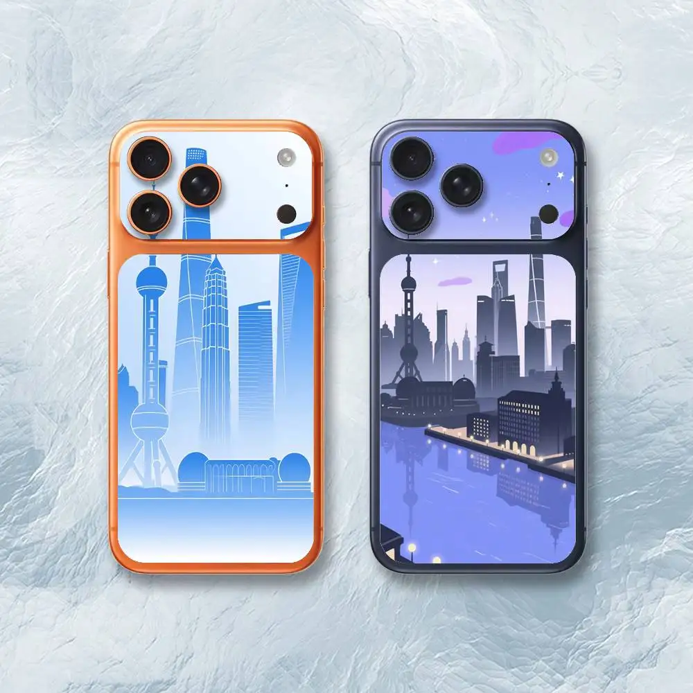 

Shanghai Skyline Silhouette Art Sticker Film Wrap Decal Sticker for iPhone 17 Pro Max