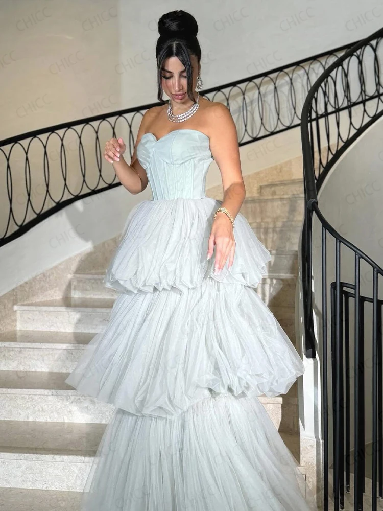 Vestidos de Noche de princesa, vestido de fiesta escalonado sin mangas con escote en forma de corazón, vestido de fiesta de cumpleaños para quinceañeras, batas de fiesta personalizadas