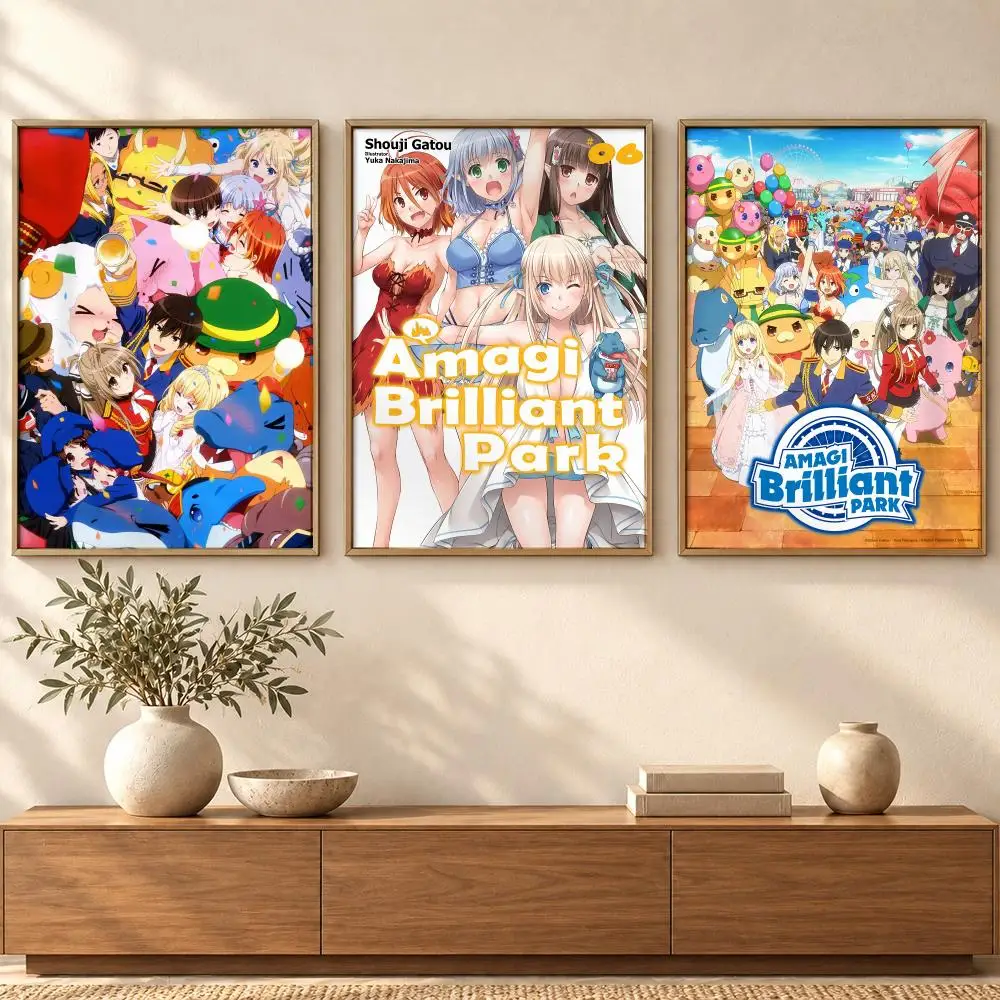 Anime A-Amagi Brilliant Park Sento Isuzu Poster Self Adhesive Wall Art Decor for Bedroom Living Room Office Home Decor Gift