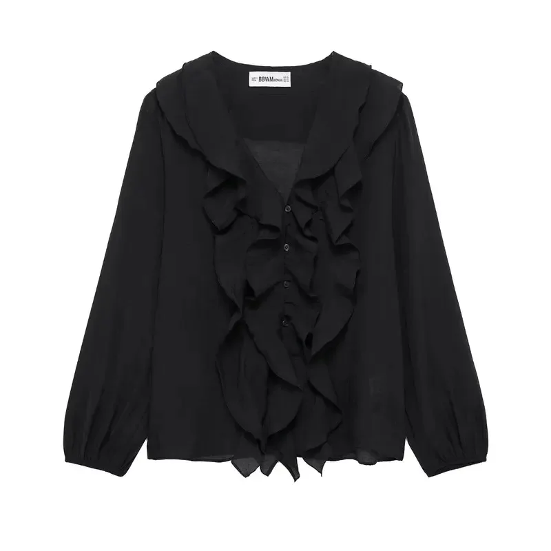 Women's Casual Red V Neck Long Sleeve Shirt Solid Color Spring Summer Office Top Fashionable New Style for Ladies