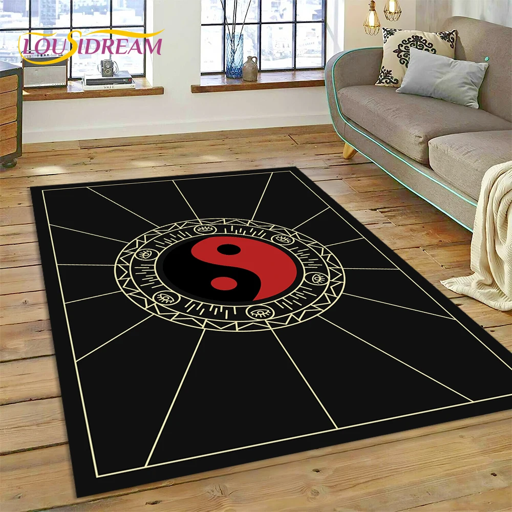 HD Nature Yin Yang 3D Chinese Tai Chi Bagua Rug Carpet for Living Room Bedroom Decor,Non-slip Decoration for Sofa Doormat Gift