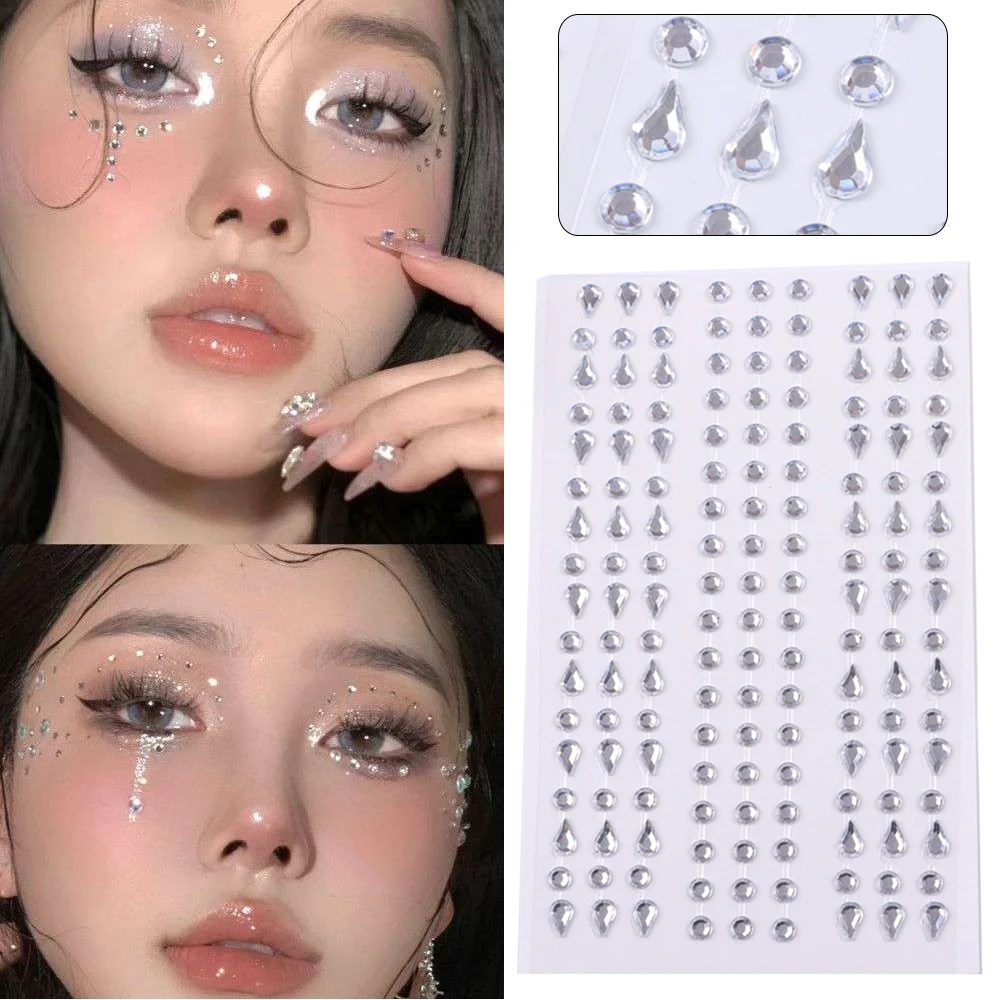 1PC Crystal Tattoo Sticker Glitter Star Shape Face Jewelry for Women Eyeliner Eyebrow Face Makeup Rhinestone Temporary Tattoo