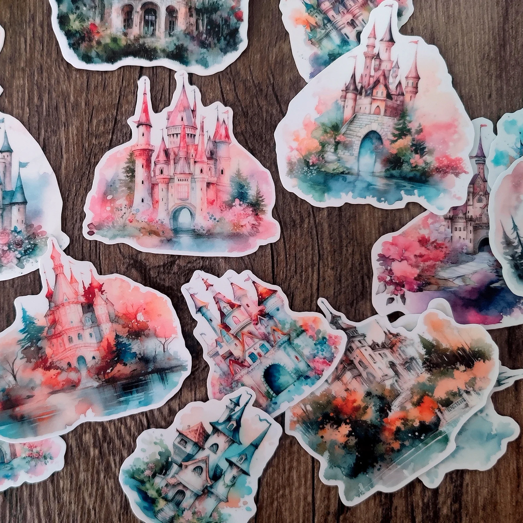 1 Set Fairy Tale Dream Watercolor Castle Stickers Scrapbooking  Decorative DIY Stationery   Artistic Decals  Journals Notebooks