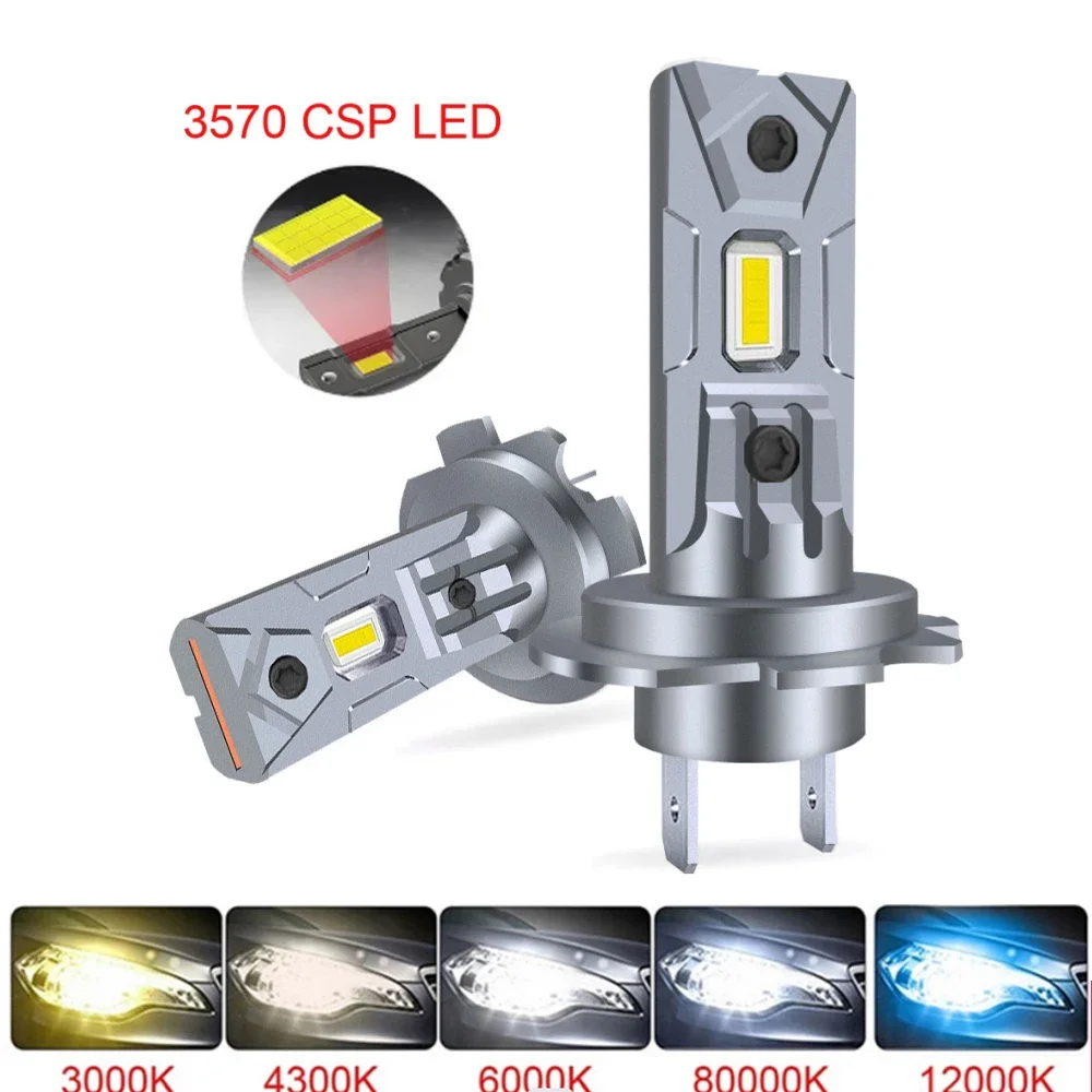 

2Pcs H7 H1 H3 LED Bulb Headlight Mini Fanless 60W 20000LM 6000K CSP For Car Headlamp 12V White Auto Fog Lamps H7 Led Automobile