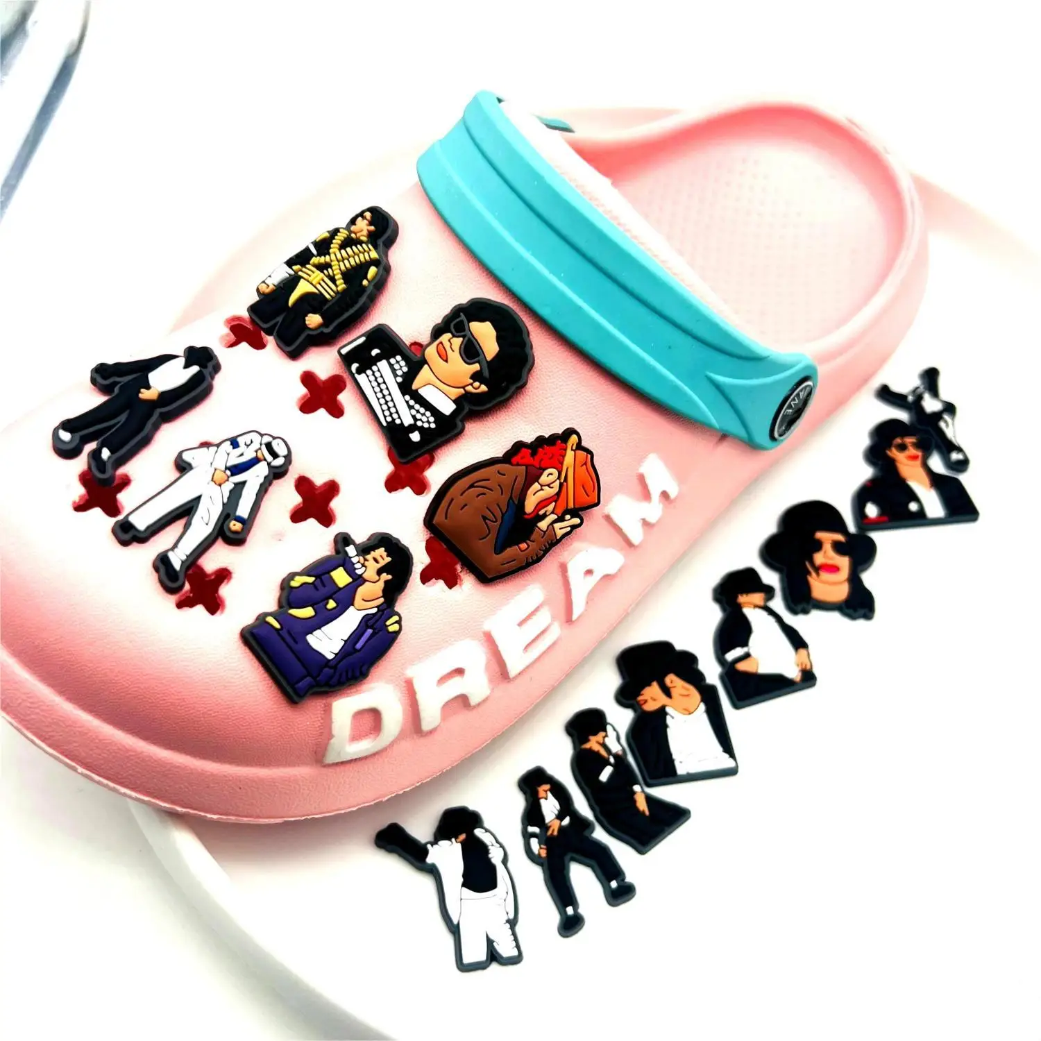 13pcs King of Music Series Michael Jackso ​for Shoe Charms DIY Shoe Accessories for Classic Clog Shoe Sandal Buckle Decoration
