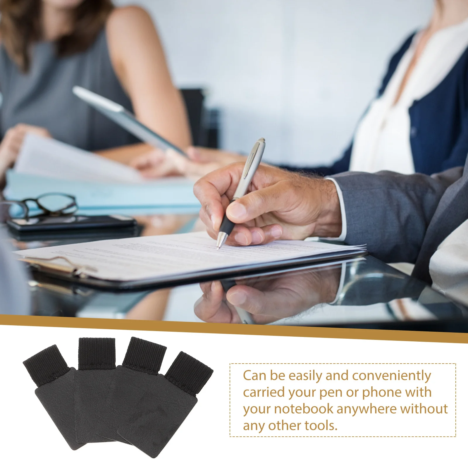 4 шт., держатель для ручек для ноутбука с памятью, черная эластичная петля для телефона и ручек, портативные школьные канцелярские принадлежности, креативные канцелярские принадлежности