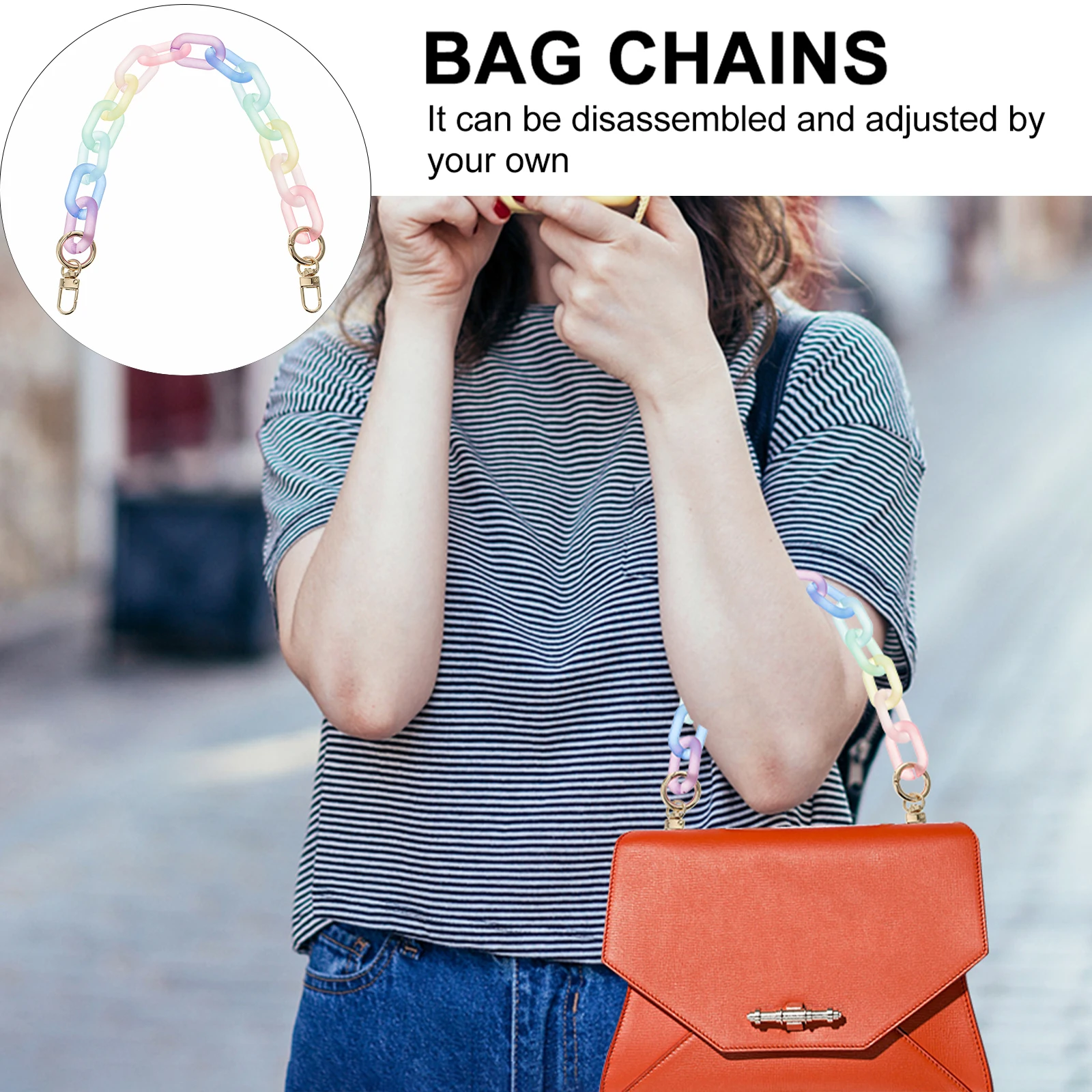 Environmental Protection Purse Chain Rainbow Matching Stylish Mini Bag Replacement Strong Bearing Long Life Shoulder Strap for H