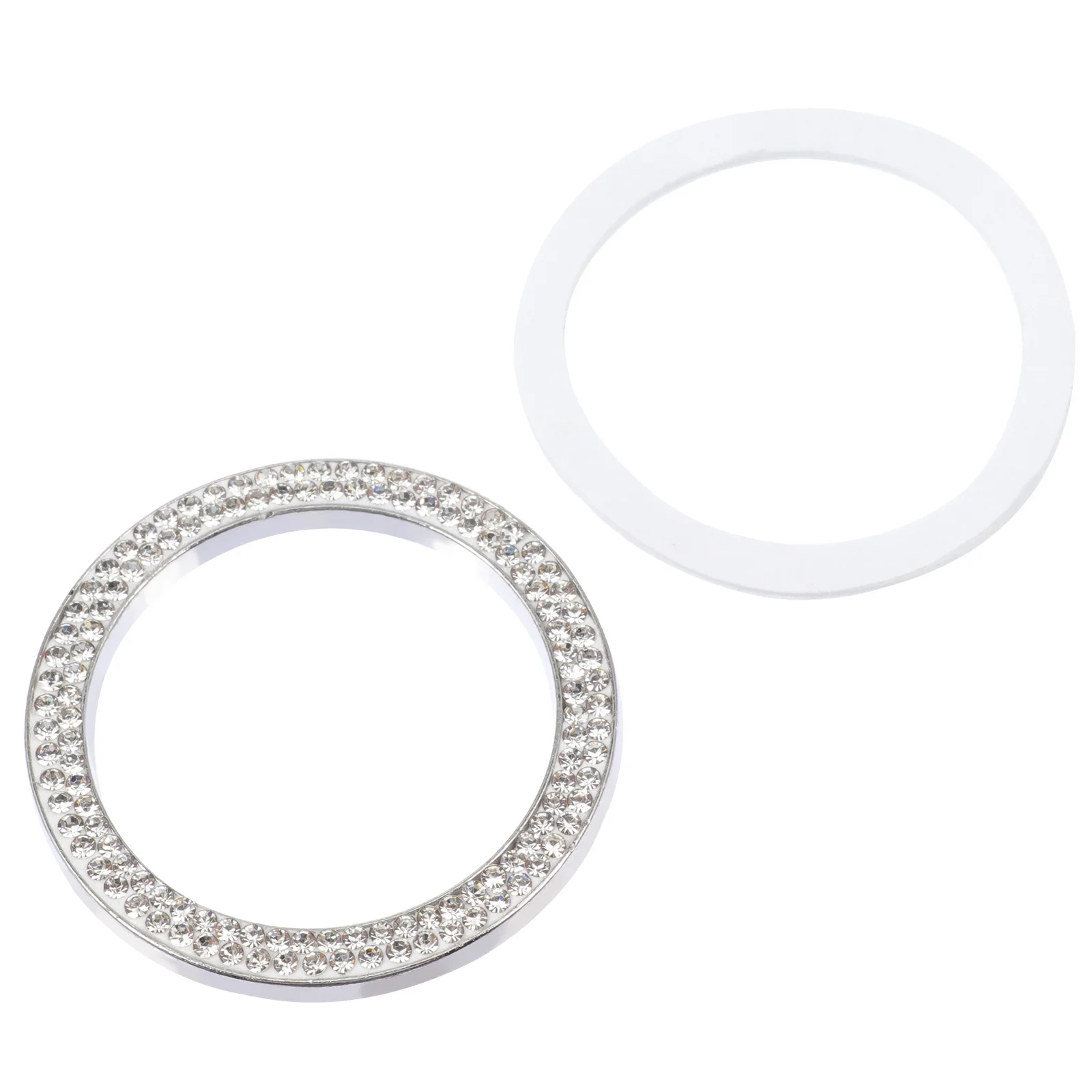 

2pcs Sparkling Rhinestone Ignition Push Button Cover Luxury Car Interior Decor Start Stop Ring Auto Diamante Circle