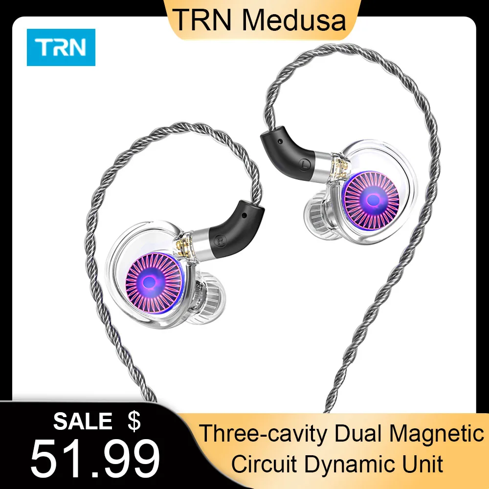 

TRN Medusa New High-performance HiFi Earphones Three-cavity Dual Magnetic Circuit Dynamic Unit 2.5+3.5+4.4MM Detachable Plug