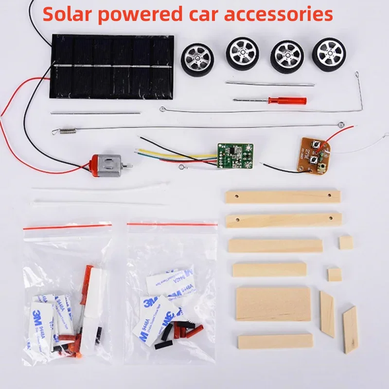 1pcs Children's DIY Creative Assembly Wooden Electric Drawing Kit Solar Car Model Science Physics Experiment Toys Puzzle Toys