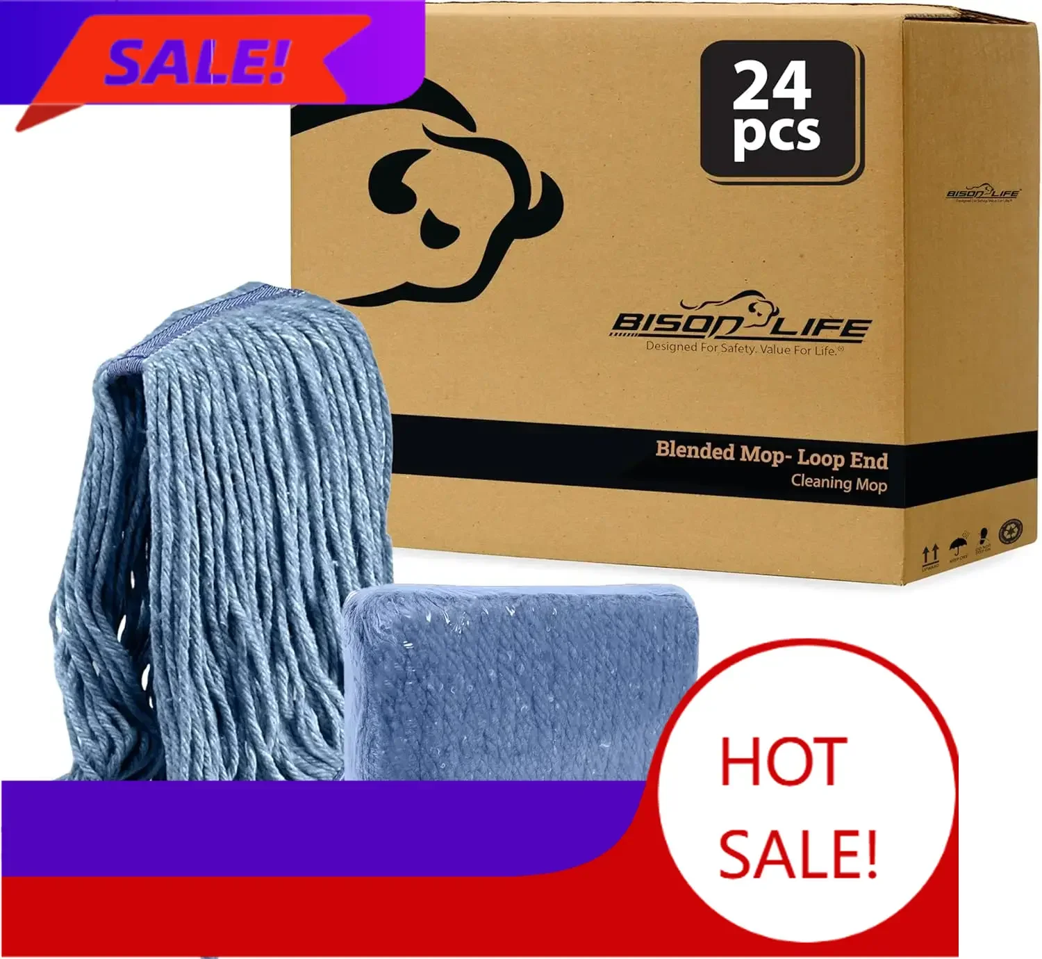 

Сменные насадки для швабр промышленного класса, усиленные, для влажной уборки, синие, хлопковые, с петлевым креплением, для промышленных швабр (упаковка 24 шт.)