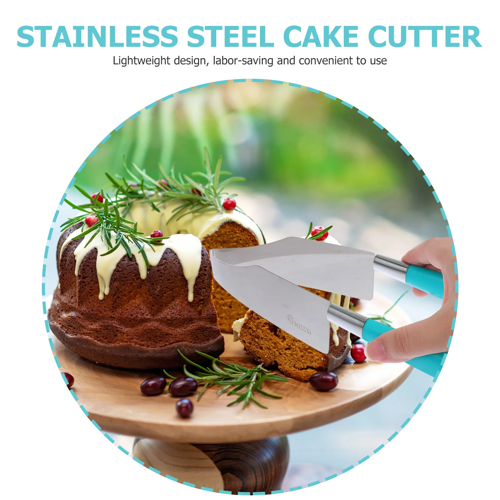

2pcs Stainless Steel Cake Cutters Adjustable Width Ergonomic Handle Lightweight Food Tongs Kitchen Tools For Home Party