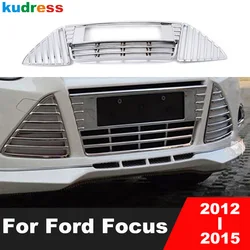 For Ford Focus 3 2012 2013 2014 2015 ABS Chrome Front Racing Grills Trims Decoration Intake Grille Cover Trims Car Styling 3pcs