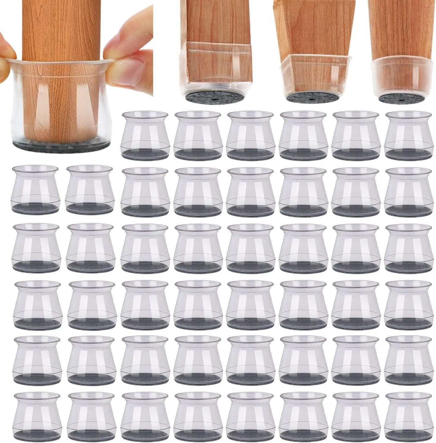 Protectores de suelo para patas de silla, 16 Uds., para suelos de madera dura, tapas de silicona para sillas, cubiertas, almohadillas deslizantes para muebles con parte inferior de fieltro envuelta