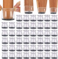 16 Pcs Chair Leg Floor Protectors for Hardwood Floors, Silicone Chair Caps Covers Furniture Pads Sliders w/ Wrapped Felt Bottom