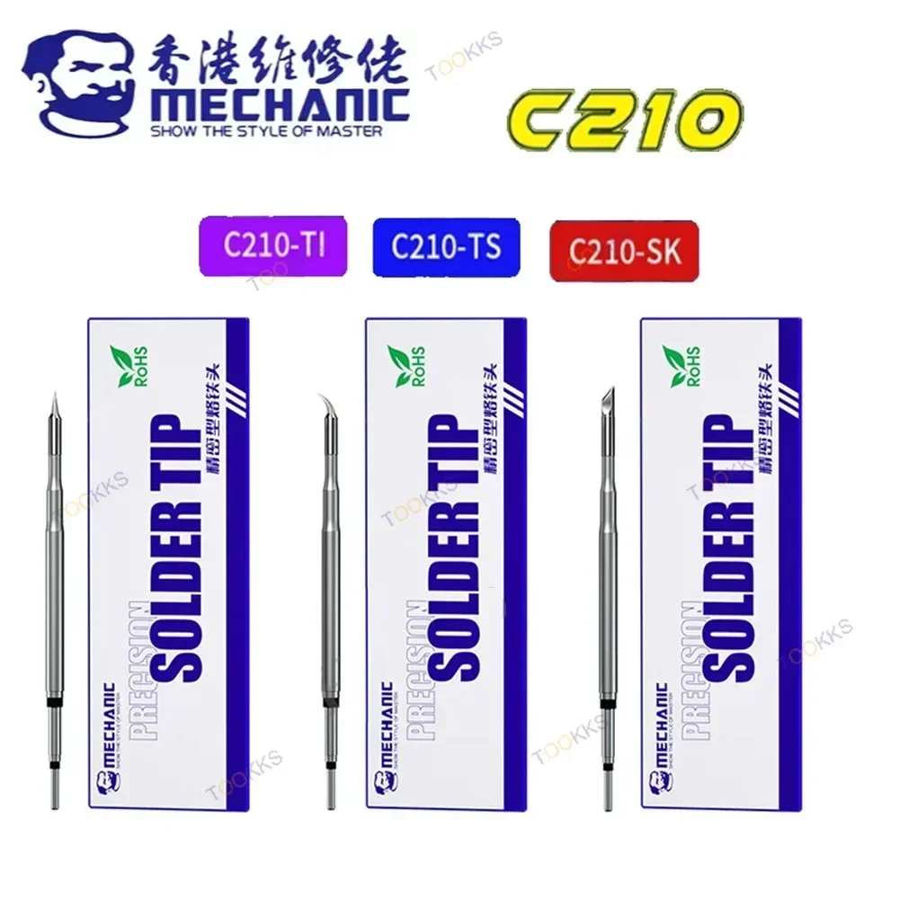 MECHANIC C210 Lead-free Welding Tips C210-TI/TS/SK Head Integrated Soldering Iron Tip SMD Head for C210 Series Solder Station