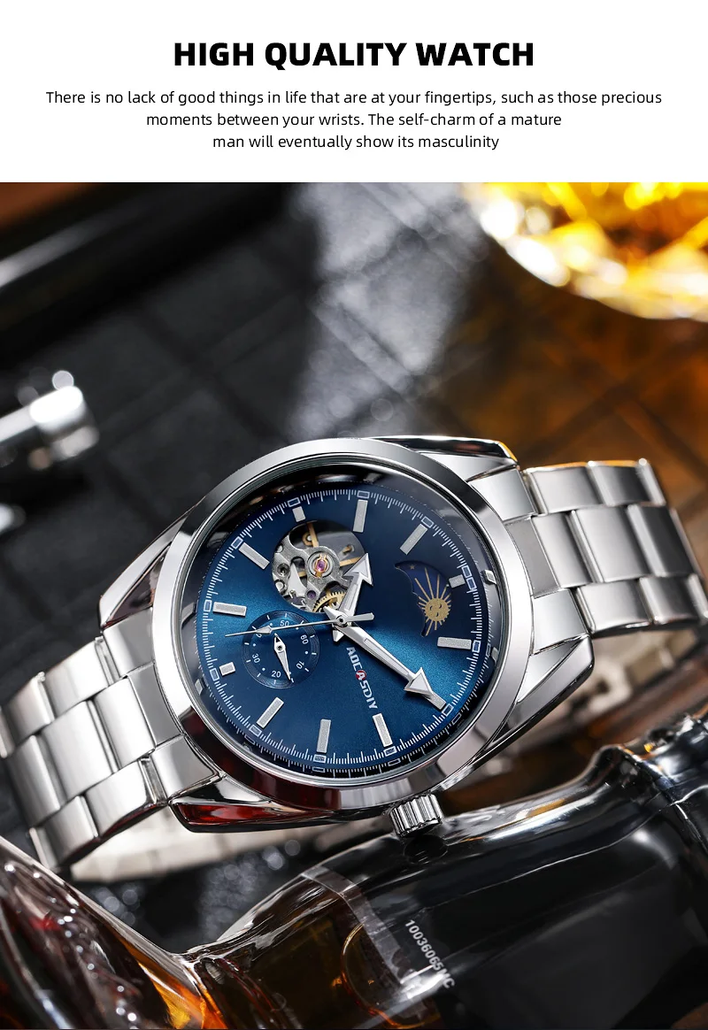 Orologio da polso meccanico da uomo di alta classe di lusso con cronometro sismico orologio impermeabile con luce notturna