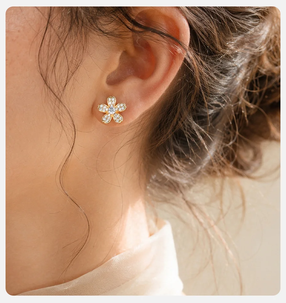 Vnox Luxuriöses, elegantes Zirkon-Schmetterlings-Blumen-Ohrring-Halsketten-Set für Frauen, trendiges, süßes Schmuckset mit Schleifenknoten, Braut-Hochzeitsgeschenk – Detail 4