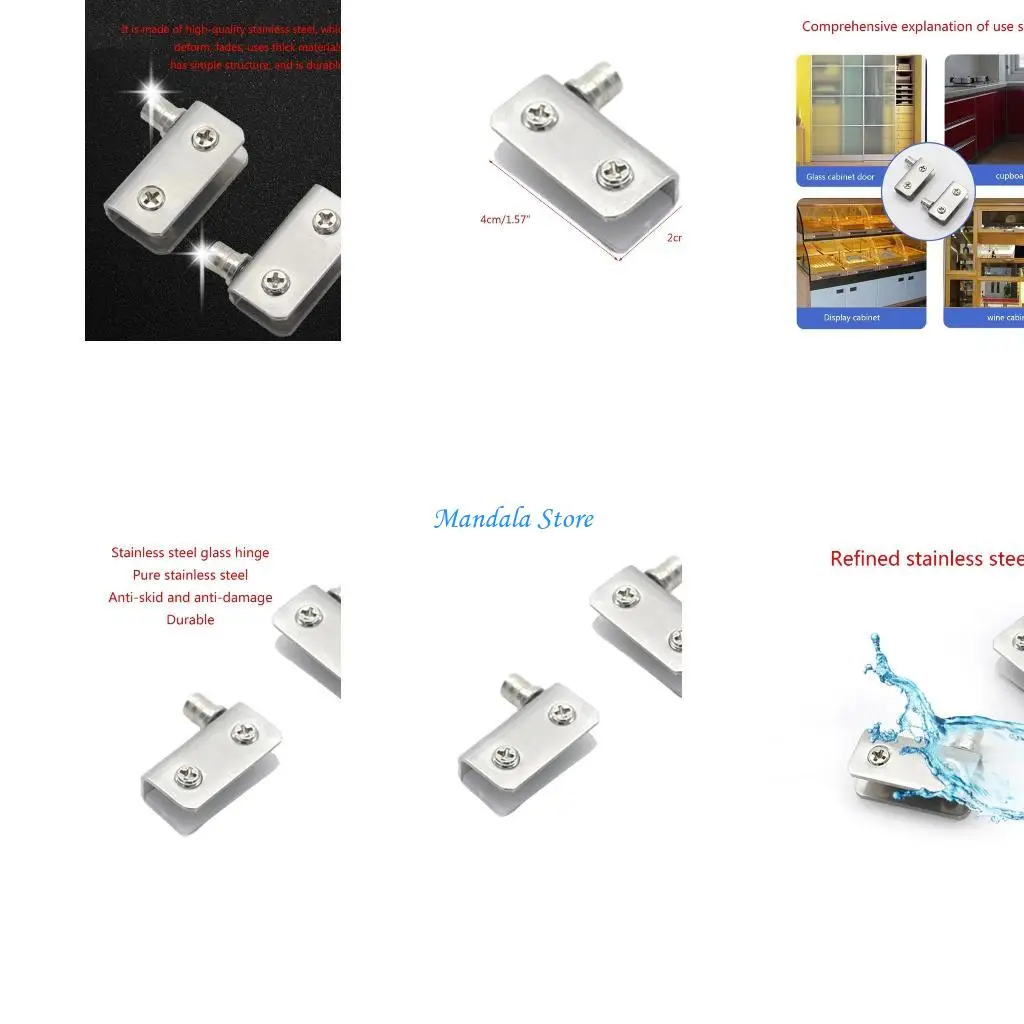 

U2JC Glass Door Hinge Frameless Shower Door Hinge Showcases Cabinet Double Sided Clip