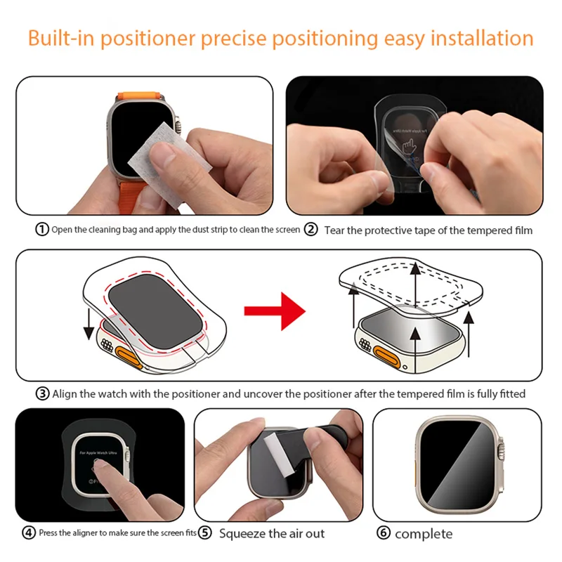 2PCS Tempered Glass Film For Apple Watch Ultra 49mm Alignment Tool With HD Screen Protector For IWatch Ultra 2 49mm Accessories